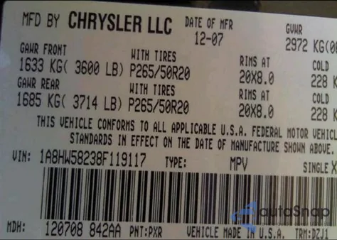 2008 Chrysler Aspen Limited из США, поврежденный, VIN 1A8HW58238F119117